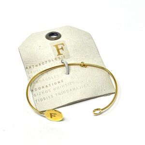 New Anthropologie Tai Open Cuff Monogram Bracelet Gold